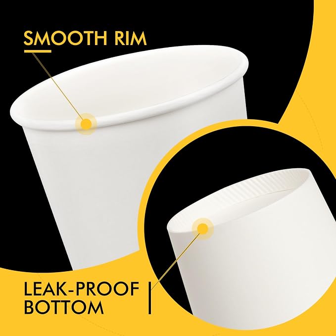 RACETOP Coffee Cups with Lids 12 oz, 100 Pack Disposable To Go Cups | Thickened - Image 3