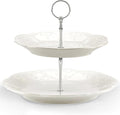 Lenox French Perle White Stoneware 2-Tier Serving Tray | dishwasher safe by Lenox