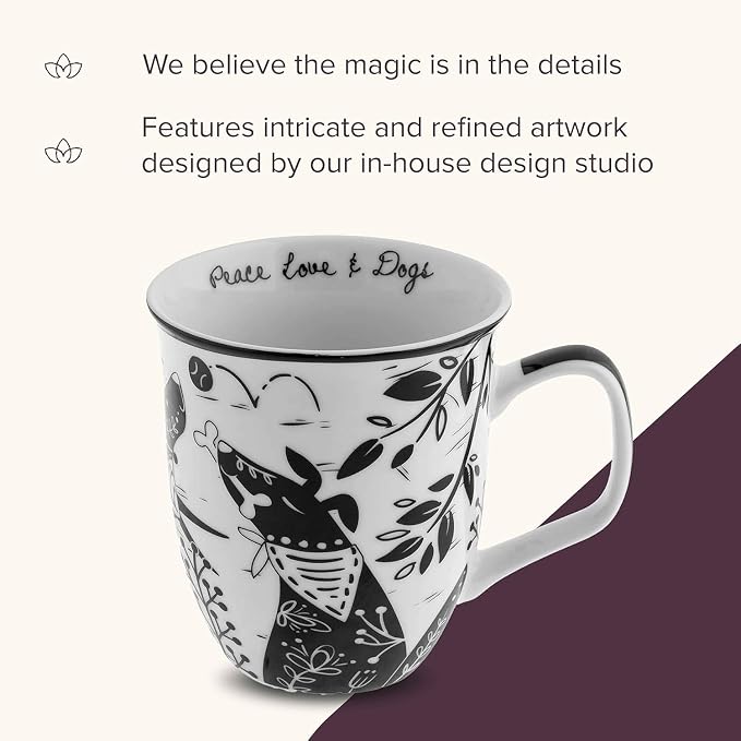 Karma Gifts 14 oz Black and White Boho Mug Tiger - Image 4
