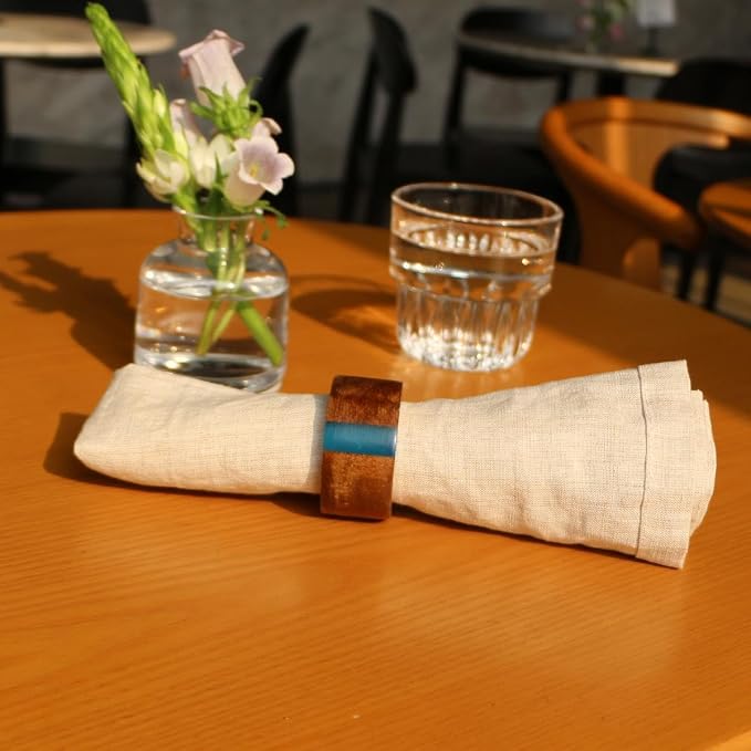 Wooden Napkin Rings Set of 8 for Dinning Table Decor - Image 2