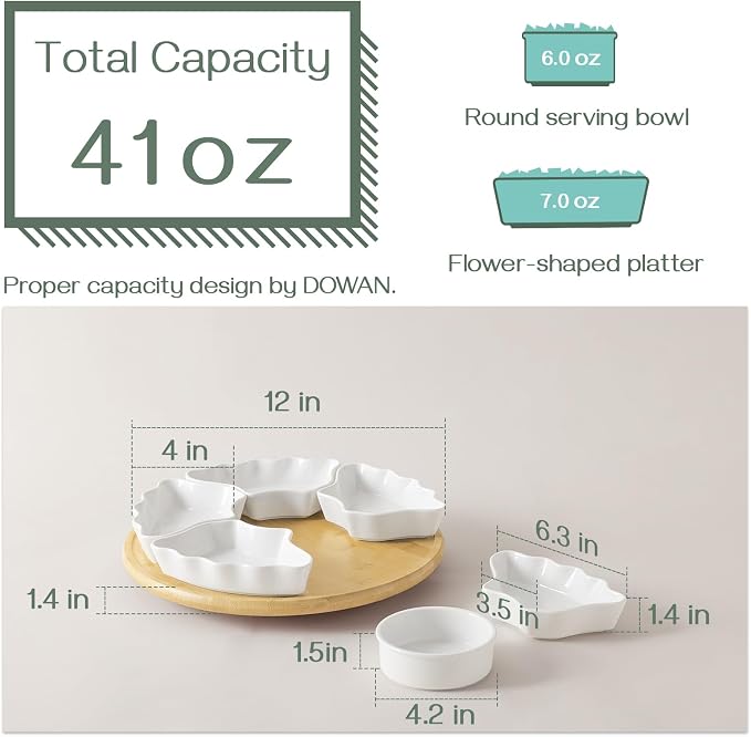 DOWAN 360° Rotatable Serving Tray and Platters, 12 Inch Divided Serving Bowls - Image 3