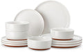 MALACASA Plates and Bowls Sets, 12 Pieces Modern Stoneware Dinnerware Set by MALACASA