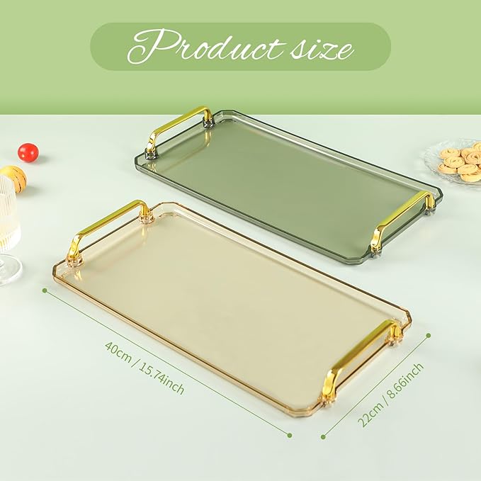 Acrylic Serving Tray with Handles - Image 3