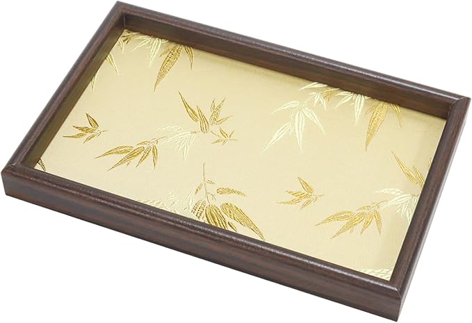 Bamboo Embroidered Decorative Tray 11.8 inch, Boho Catchall Tray, Nightstand by Unknown