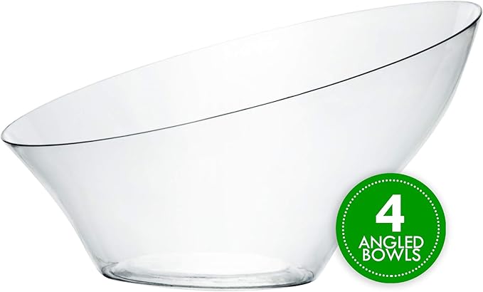 PLASTICPRO Disposable Angled Plastic Bowls Round Large Serving Bowl, Elegant - Image 6