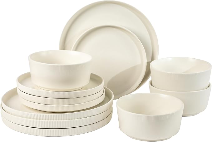 Gibson Home Dempsey Road 12-Piece Stoneware Dinnerware Set – Service by GibsonHomewares