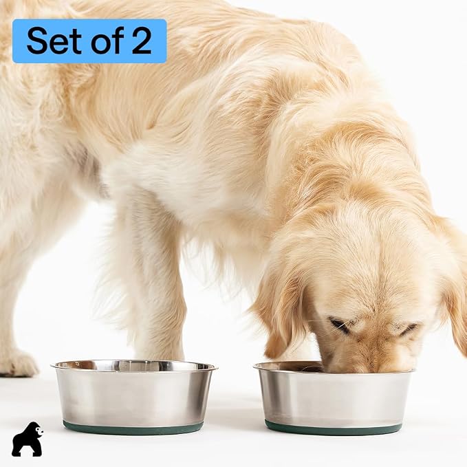 GORILLA GRIP Dog Bowls, Food Grade 304 Stainless Steel, Holds 8 Cups Each Food - Image 8