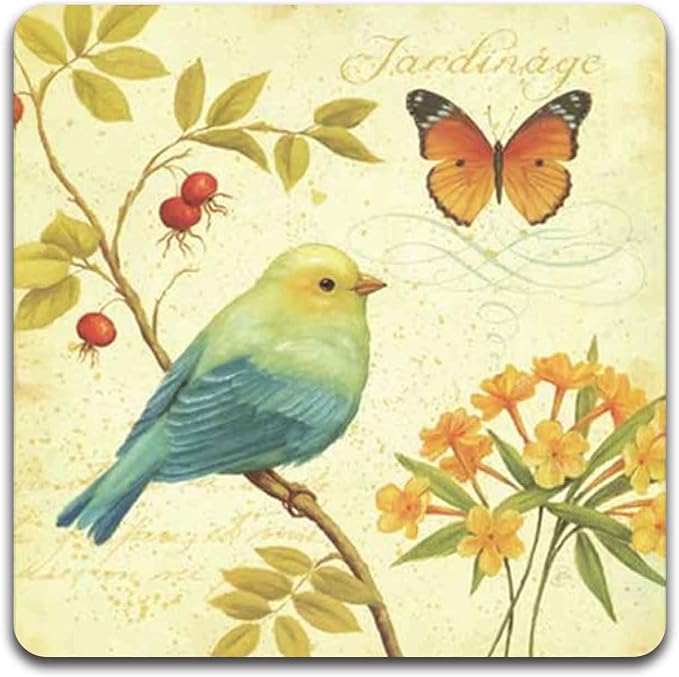 Bird and Butterfly Square Coaster Set - Image 5