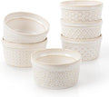 Dowan Ramekins 4 oz Oven Safe Set of 6, Arctic White Porcelain Baking Bowls and by DOWAN