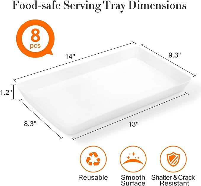 WOWBOX 8 pcs Serving Tray for Entertaining, Serving Platters for Snacks - Image 2