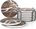 UMIRRO Absorbent Ceramic Stone Coasters Set of 6 w/Holder, Woodland Branch | by Umirro