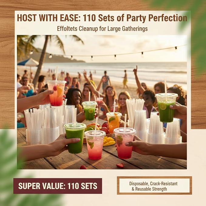 110 Pack 24 oz Disposable Clear Plastic Cups - Image 7