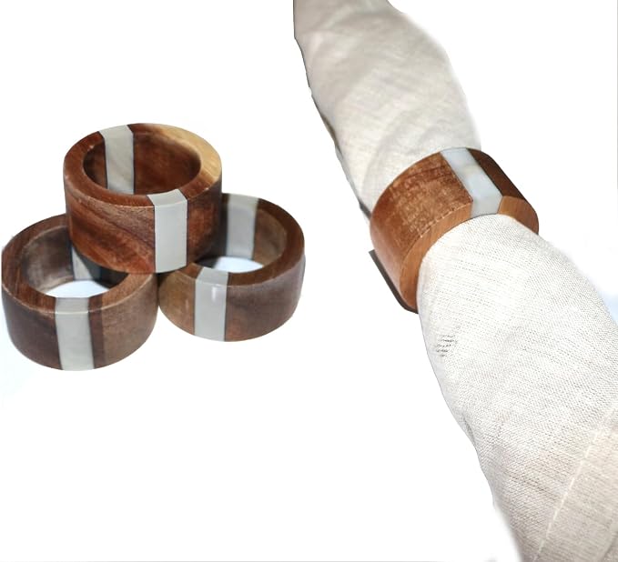 Wooden Napkin Rings Set of 8 for Dinning Table Decor - Image 5