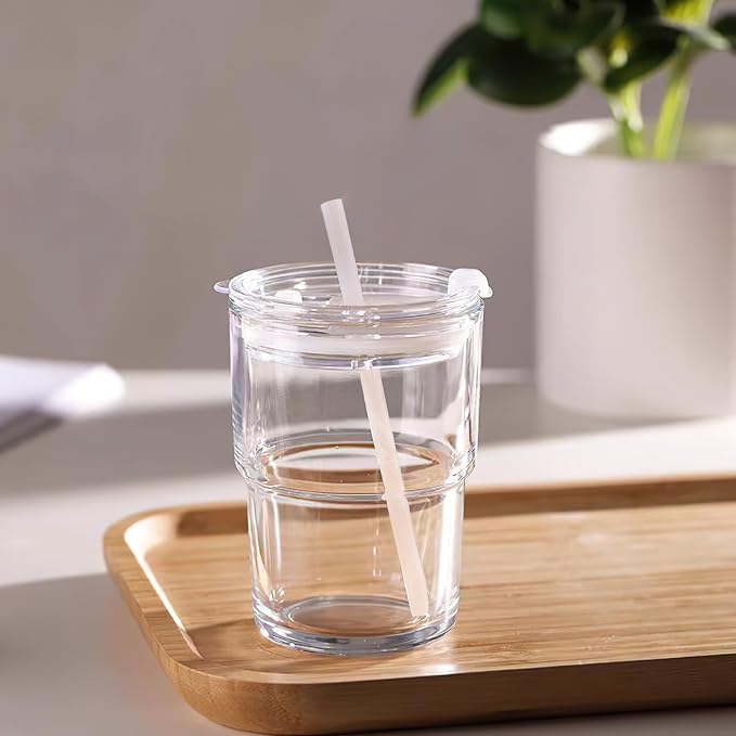Luxfuel 13 oz Glass Cups with Lids and Straws Reusable Iced Coffee Tumbler | - Image 9