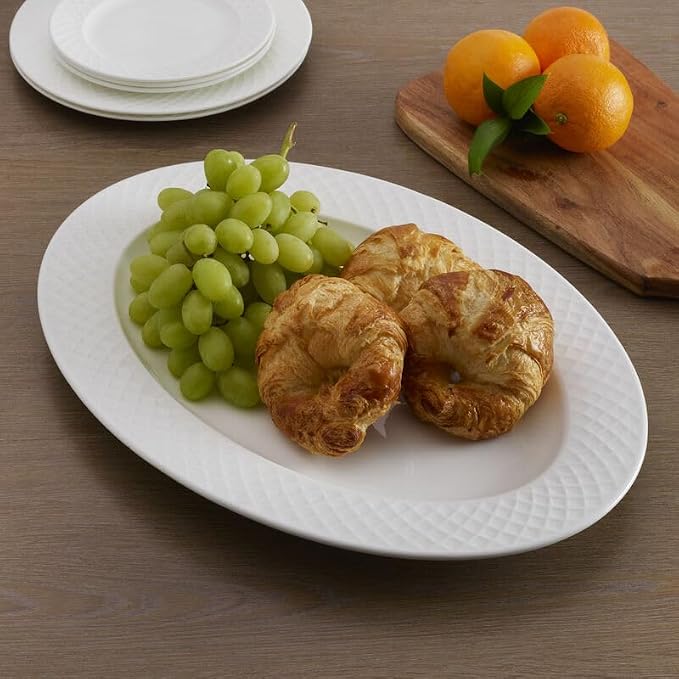 Mikasa Trellis White Bone China Lightweight Chip Resistant Oval Serving Platter - Image 5