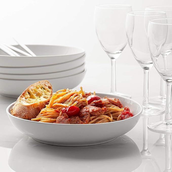 Y YHY Pasta Bowls 32oz, Ceramic Large Salad Serving Bowls, Shallow Soup Bowl - Image 2