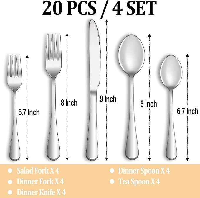20 Piece Silverware Set Service - Image 2