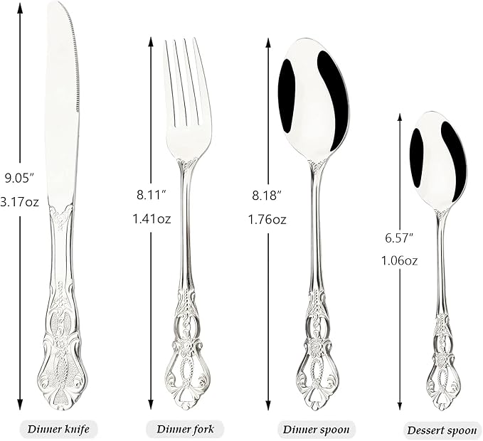 Mirror Polished Silver Silverware Set, 24-Piece 18/10 Stainless Steel Shiny - Image 4