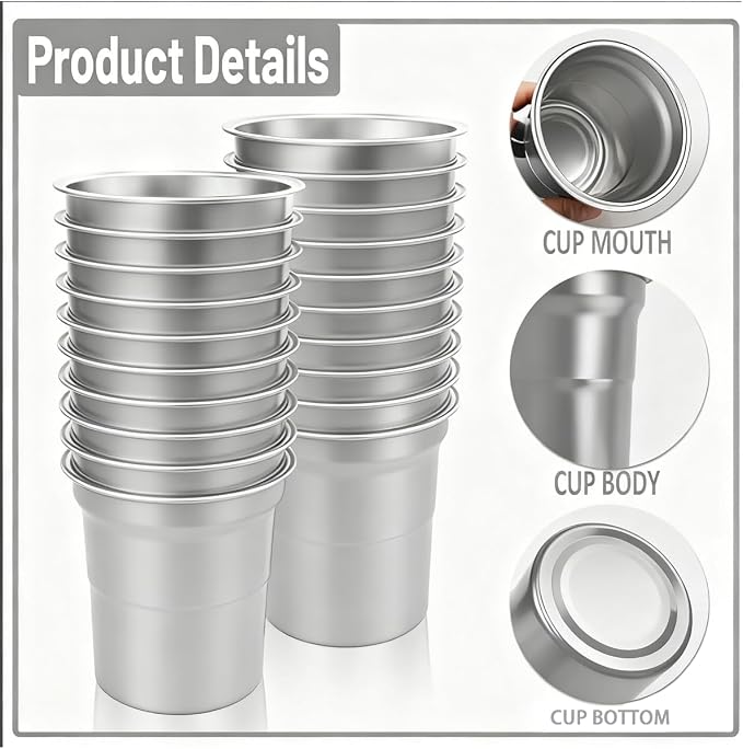 40 Pack 16oz Aluminum Cups Disposable Metal Cups 100% Recyclable & Reusable - Image 4
