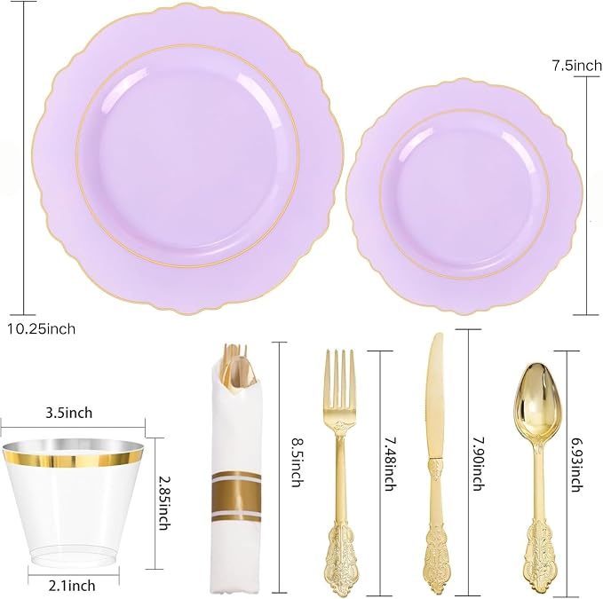 350PCS Purple Plastic Plates - Image 8