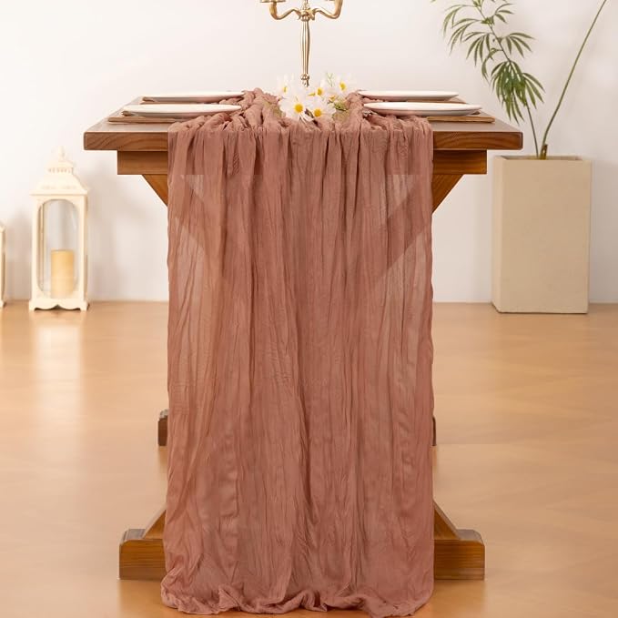 Cheesecloth Table Runner Summer Boho Wedding Birthday Party Home Decor | Dusty - Image 4