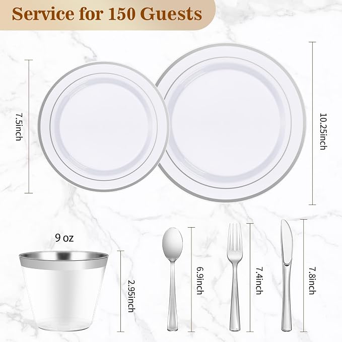 BESTVIP 900PCS Silver Dinnerware Set - Image 3