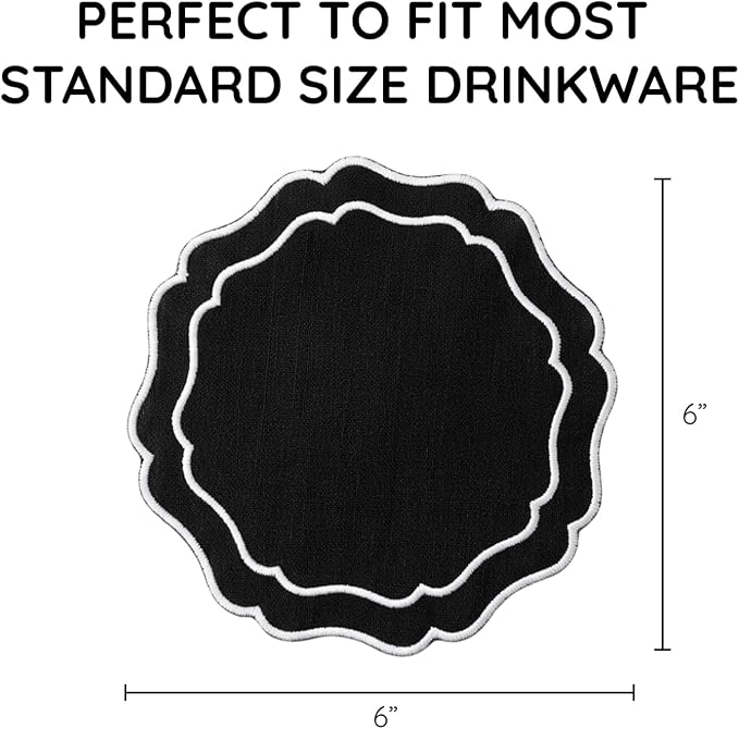 Drink Coasters Set of 6, 6x6 inch, Absorbent Linen Drink Mats - Image 3