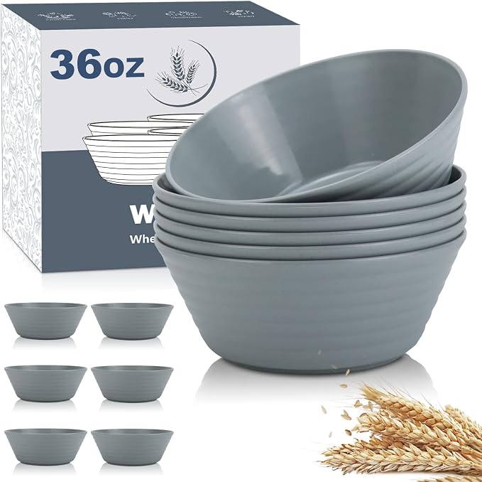 Wheat Straw Bowl Sets, Microwave and Dishwasher Safe Bowls, Dorm Bowl Sets BPA by WROVA