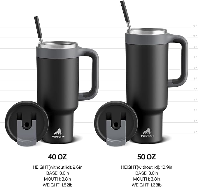 POWCAN 50 oz Tumbler with Handle, 2-in-1 Straw and Sip Lid, Dishwasher Safe - Image 9