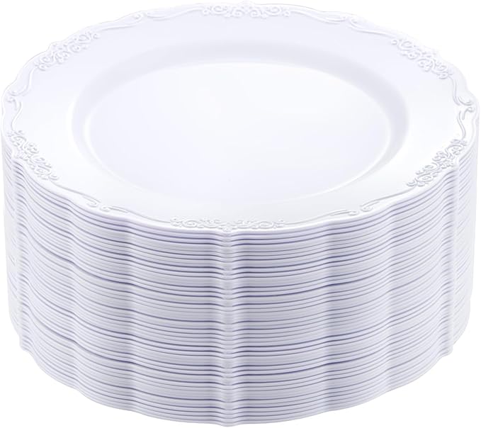 DaYammi 36PCS White Plastic Plates, Heavy Duty White Disposable Plates Premium by DaYammiwillaccompanyyou