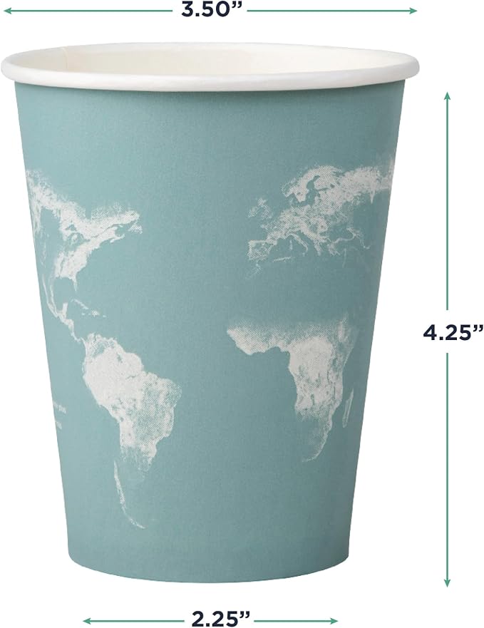 ECO PRODUCTS Compostable Disposable World Art 12oz Large Coffee Cups, Renewable - Image 3