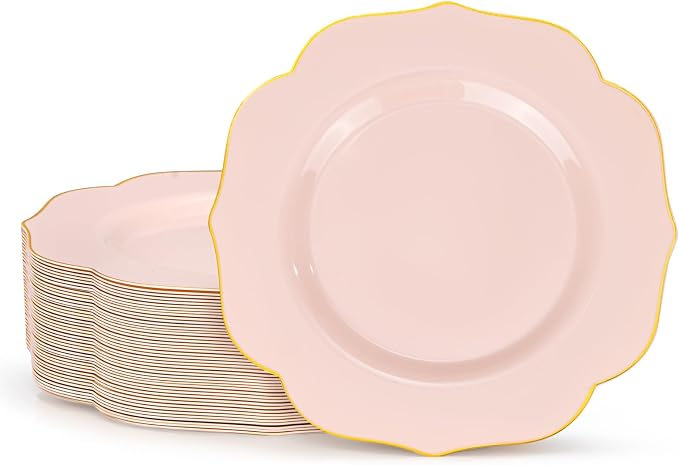 bUCLA 48Pieces Pink Plastic Dessert Plates by BUCLA
