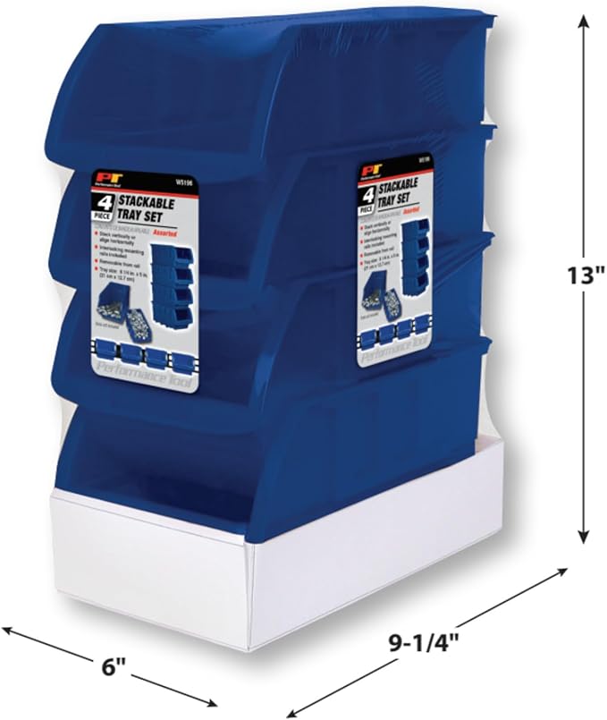 Performance Tool W5196 4-Piece Large Stackable Storage Trays - Image 2