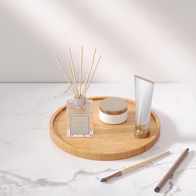 VERTORGAN Bamboo Serving Tray, 8.7 Inch Trays Platter, Home Decor | Coffee - Image 3