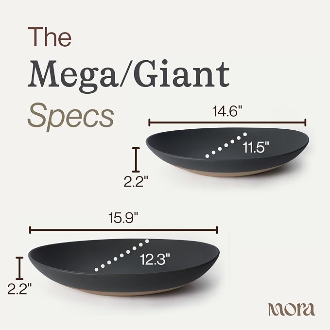 MORA Mega and Giant Serving Dishes Set of 2, 16 inch and 14 inch Ceramic - Image 2