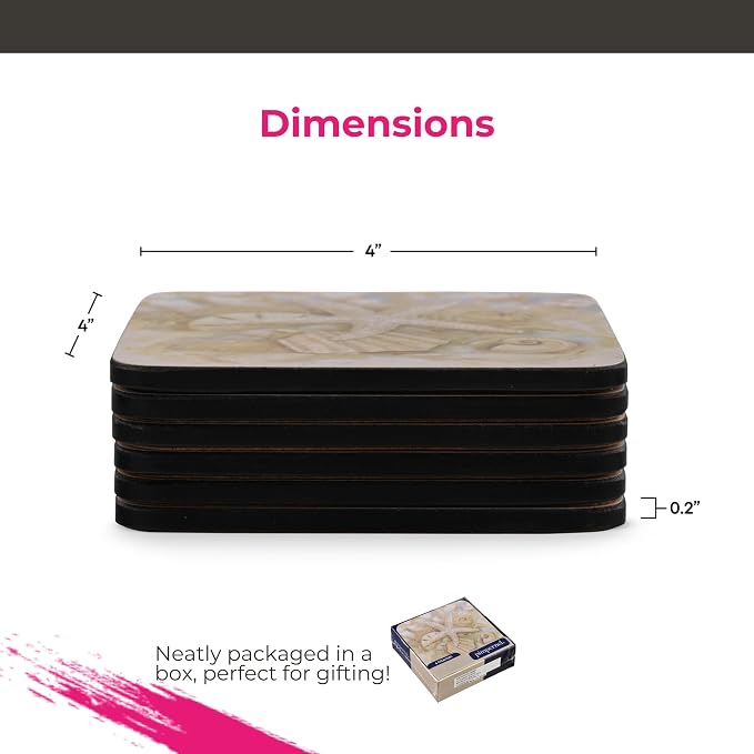 Pimpernel Shell Hunt Collection Coasters, Heat & Stain Resistant Tabletop - Image 7