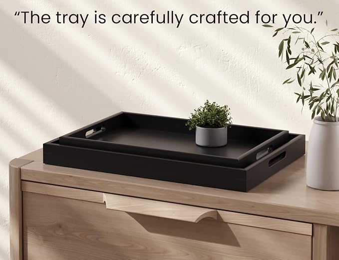 Fibogollo Bamboo Set of 2 Serving Tray - Image 5