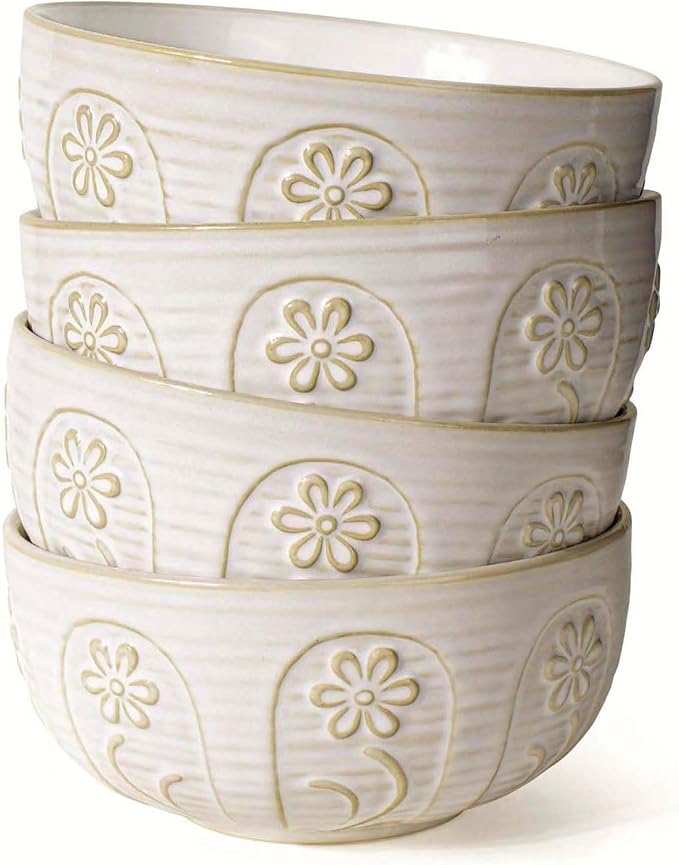 Soup Bowls 32 OZ, Cereal Bowls Set of 4, Dishwasher Microwave Safe, 6.3 Inch by Artena
