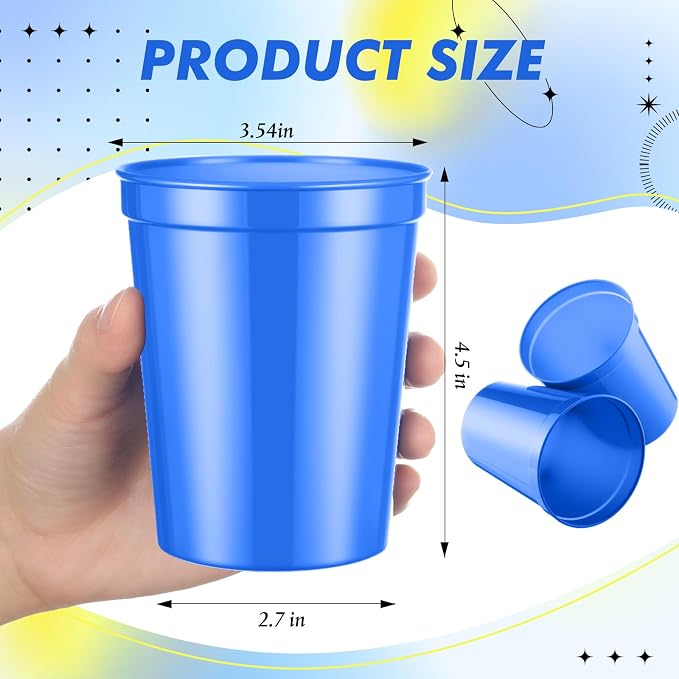 Yungyan 100 Pack 16 oz Stadium Cups Reusable Plastic Cups Blank Drink Stadium - Image 3