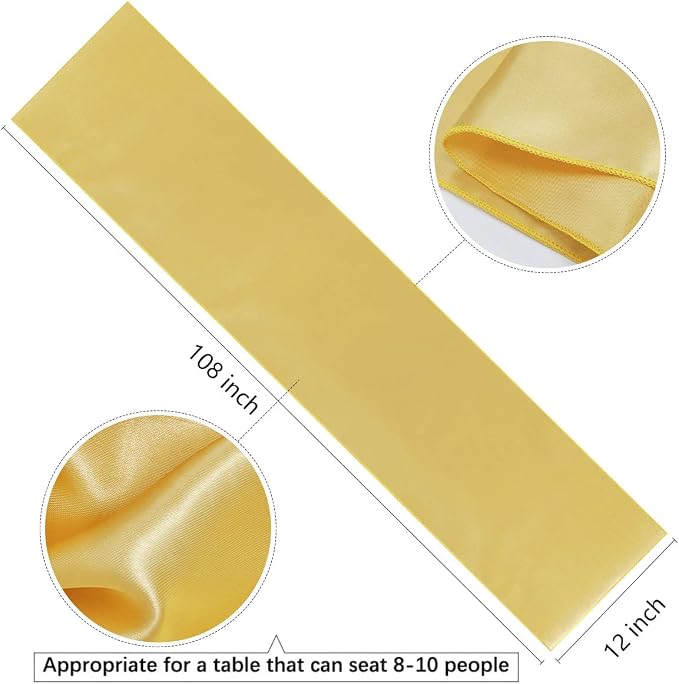 B-COOL Set of 5 Satin Table Runner Light Gold 12x108 inch Table Runner - Image 7