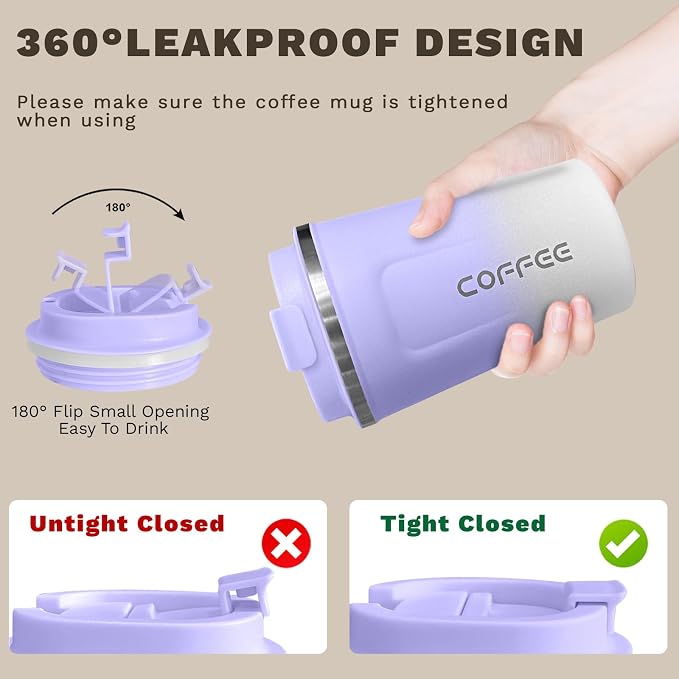 SPLMIFA Travel Coffee Mug Leak-Proof, Reusable Coffee Cups - Image 5