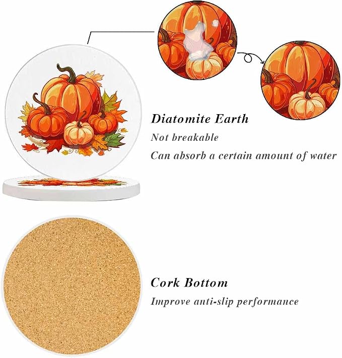 Autumn Leaves & Pumpkins Coasters - Image 4