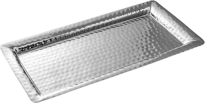 Monarch Abode Decorative Tray – 12-Inch Hand Hammered Nickel Finish Metal by MonarchAbode