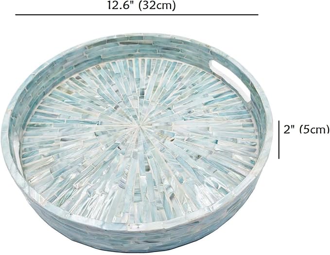 PEMAR 12.6” Mother of Pearl Round Serving Tray - Image 9