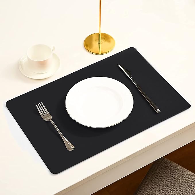 Vinjiasin Placemats Set of 8 Black Leather Place Mats - Image 9