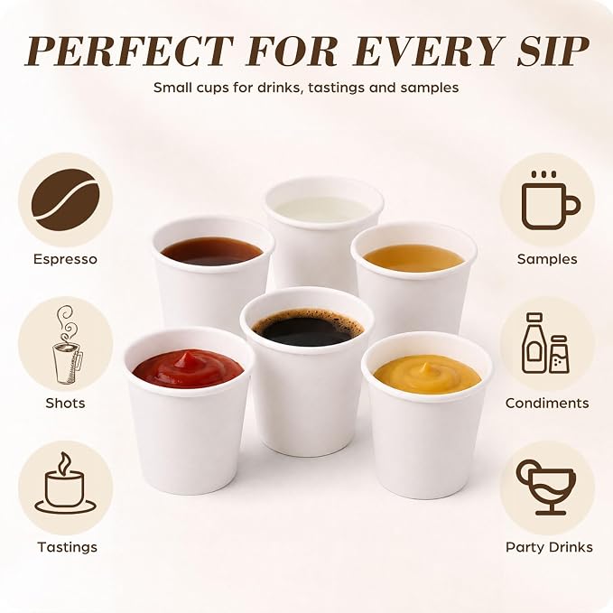 100 Pcs Mini Coffee Cups Brown Culture Cup 2oz Disposable Bathroom Cups Paper - Image 5
