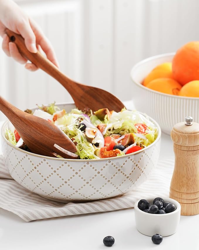 getstar Large Serving Bowls, Ceramic Salad Bowl Set of 2, Microwave and - Image 5