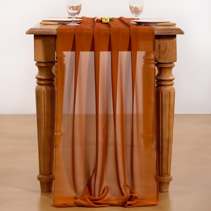 TerracottaChiffon Table Runner Summer Boho Wedding Birthday Party Decor | 10ft - Image 4