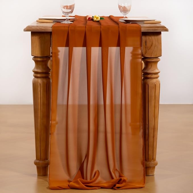 Terracotta Chiffon Table Runner Summer Boho Wedding Birthday Party Decor | 14ft - Image 5