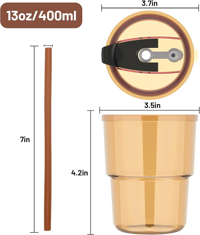 Luxfuel 13 oz Glass Cups with Lids and Straws Reusable Iced Coffee Tumbler | - Image 2